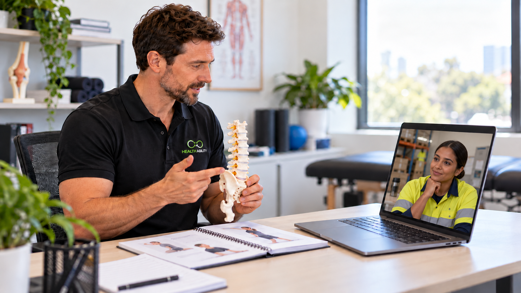 HA physiotherapist providing a video consultation